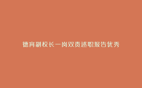 德育副校长一岗双责述职报告优秀