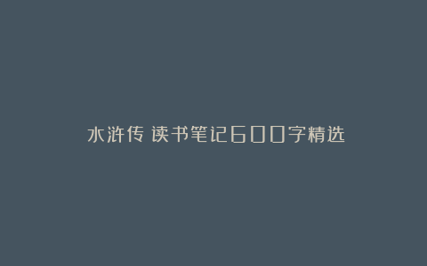 《水浒传》读书笔记600字精选