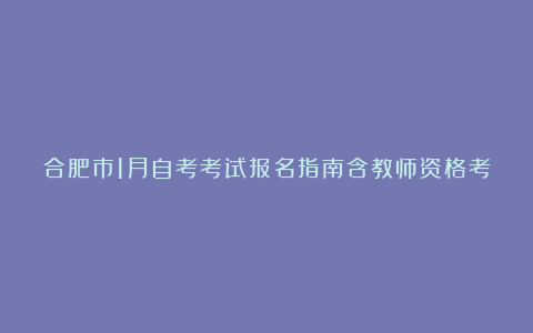 合肥市1月自考考试报名指南含教师资格考试