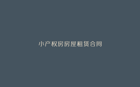 小产权房房屋租赁合同