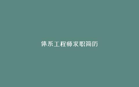 体系工程师求职简历