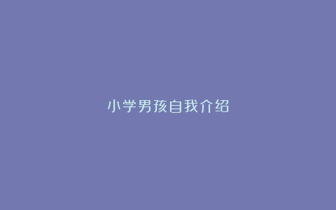 小学男孩自我介绍