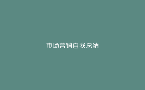 市场营销自我总结