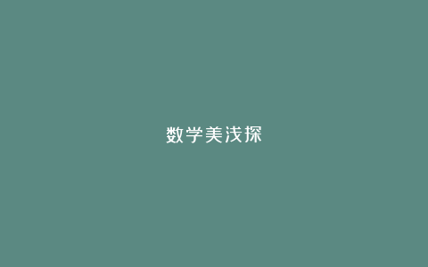 数学美浅探