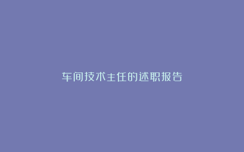 车间技术主任的述职报告