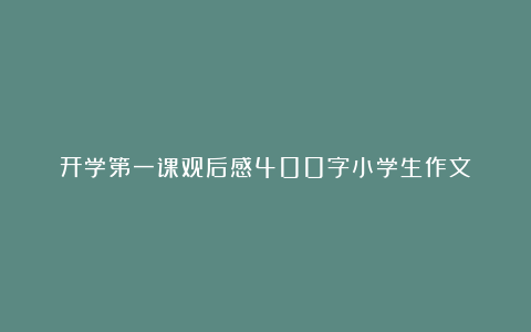 开学第一课观后感400字小学生作文