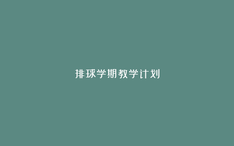 排球学期教学计划