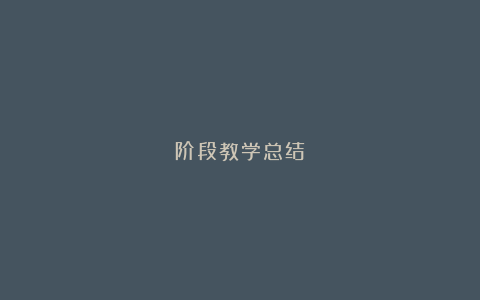 阶段教学总结