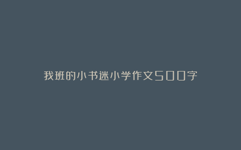 我班的小书迷小学作文500字