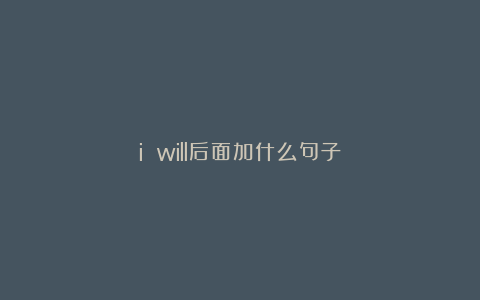 i will后面加什么句子