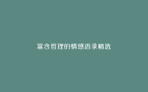 富含哲理的情感语录精选