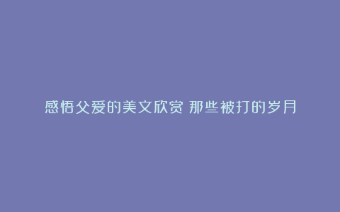 感悟父爱的美文欣赏：那些被打的岁月