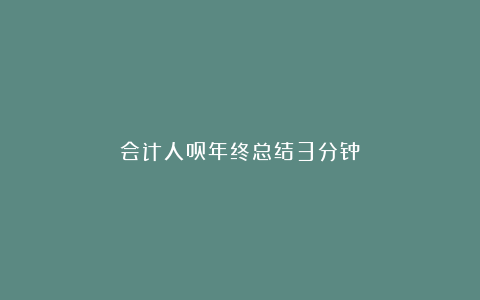 会计人员年终总结3分钟