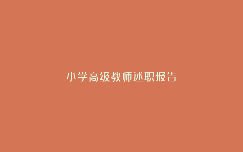 小学高级教师述职报告