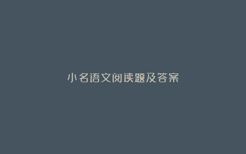 小名语文阅读题及答案