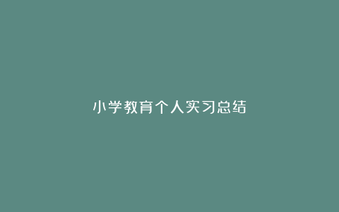 小学教育个人实习总结