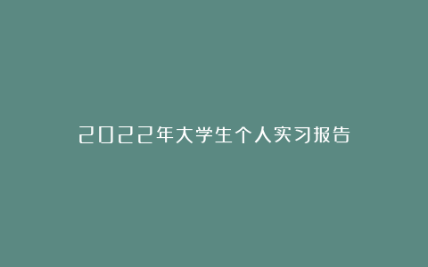 2022年大学生个人实习报告