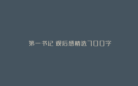 《第一书记》观后感精选700字