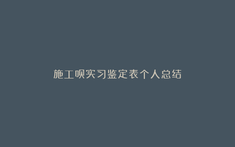 施工员实习鉴定表个人总结