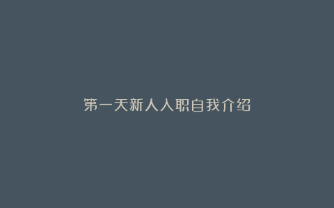 第一天新人入职自我介绍