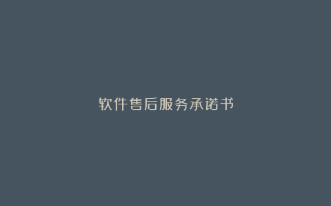 软件售后服务承诺书