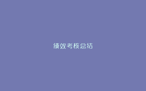 绩效考核总结