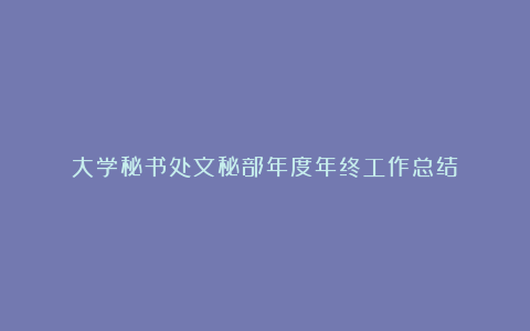 大学秘书处文秘部年度年终工作总结