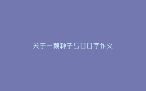 关于一颗种子500字作文