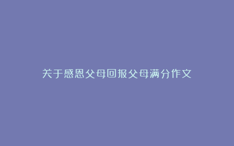 关于感恩父母回报父母满分作文