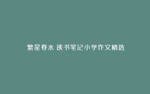 《繁星春水》读书笔记小学作文精选