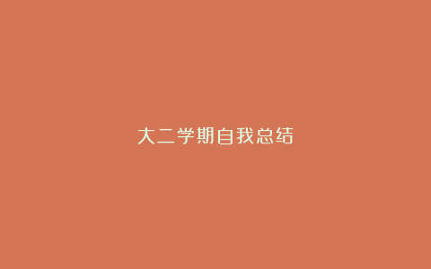 大二学期自我总结