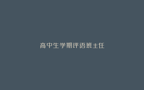 高中生学期评语班主任