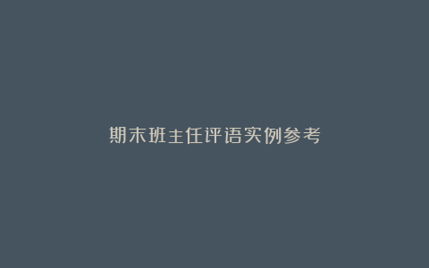 期末班主任评语实例参考