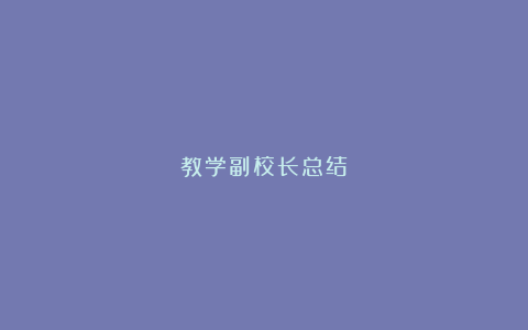 教学副校长总结