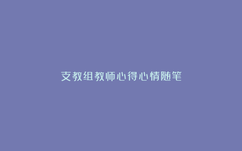 支教组教师心得心情随笔