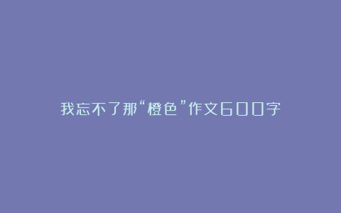 我忘不了那“橙色”作文600字