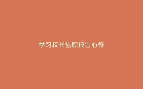 学习校长述职报告心得