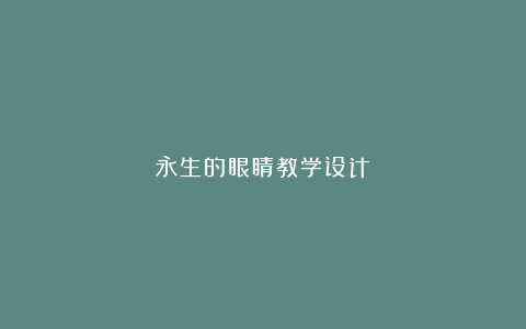 永生的眼睛教学设计