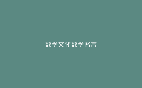 数学文化数学名言