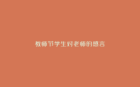 教师节学生对老师的感言