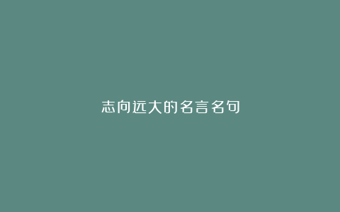 志向远大的名言名句