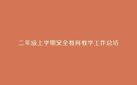 二年级上学期安全教育教学工作总结