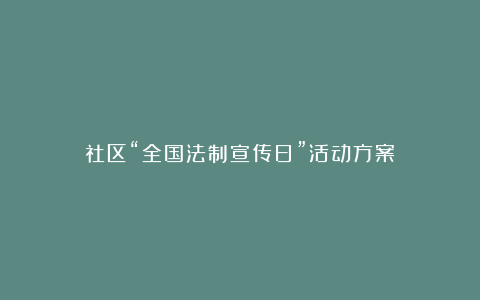 社区“全国法制宣传日”活动方案