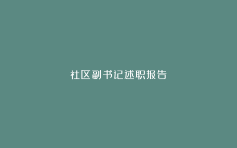 社区副书记述职报告