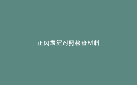 正风肃纪对照检查材料