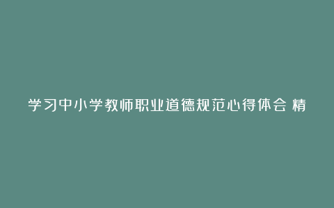 学习中小学教师职业道德规范心得体会（精选）