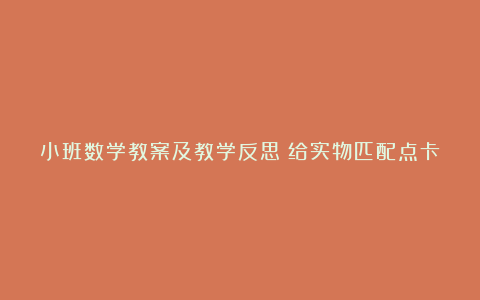 小班数学教案及教学反思《给实物匹配点卡》