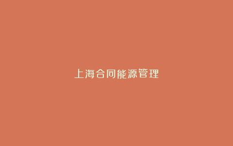 上海合同能源管理