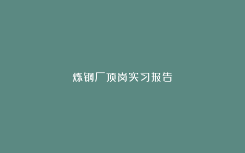 炼钢厂顶岗实习报告