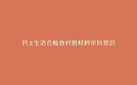 民主生活会检查对照材料宗旨意识